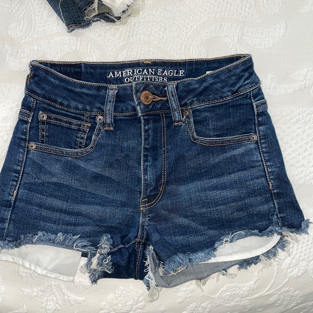 American eagle high rise shorts blue wash denim